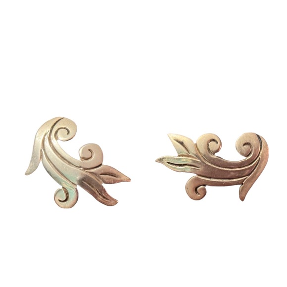 Taxco Sterling Silver 925 Scroll Design Screw Back Earrings Mexico Vintage - Picture 3 of 6